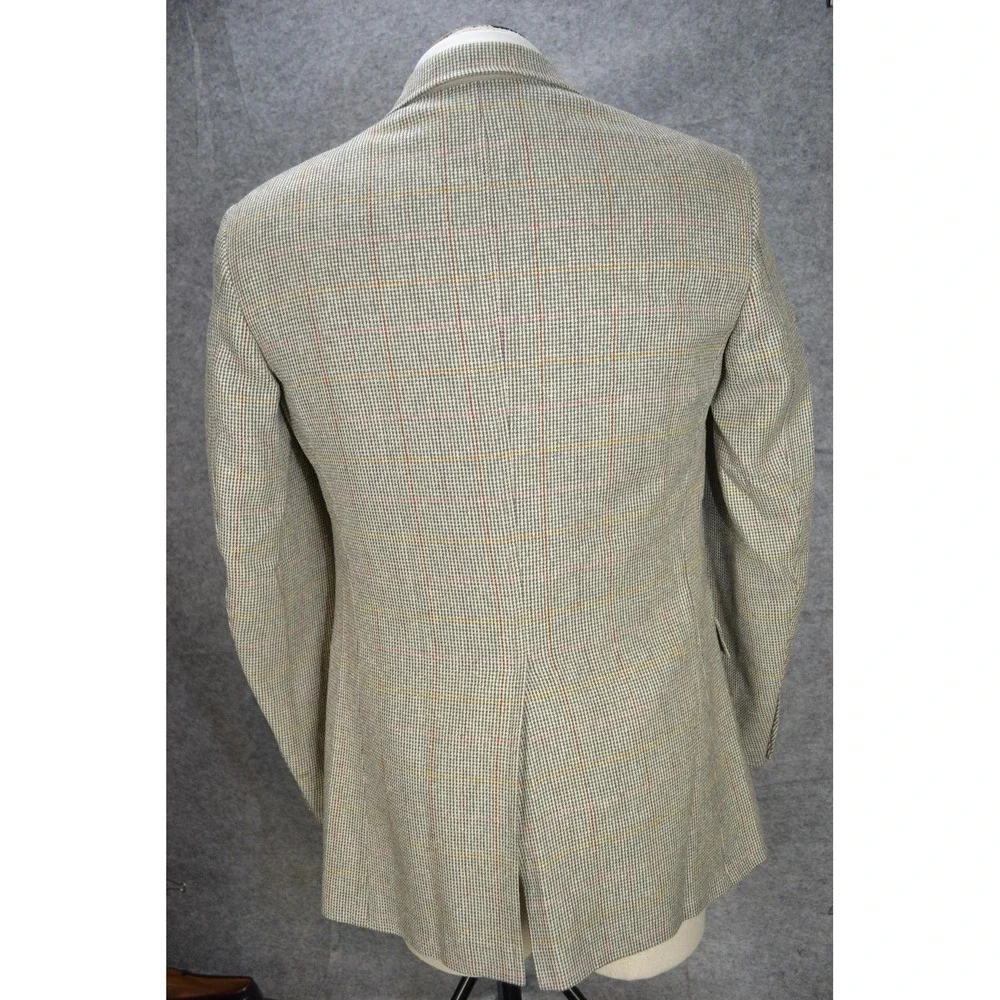 VTG Polo‎ Ralph Lauren Blazer Mens 41L Gray Windowpane Check Made USA Sport Coat